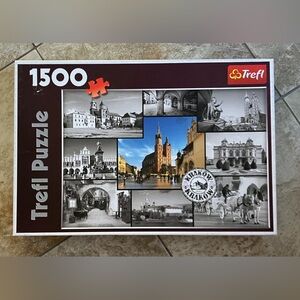 🧩 Trefl 1500-Piece Jigsaw Puzzle – Kraków Landmarks Collage 🧩 EUC